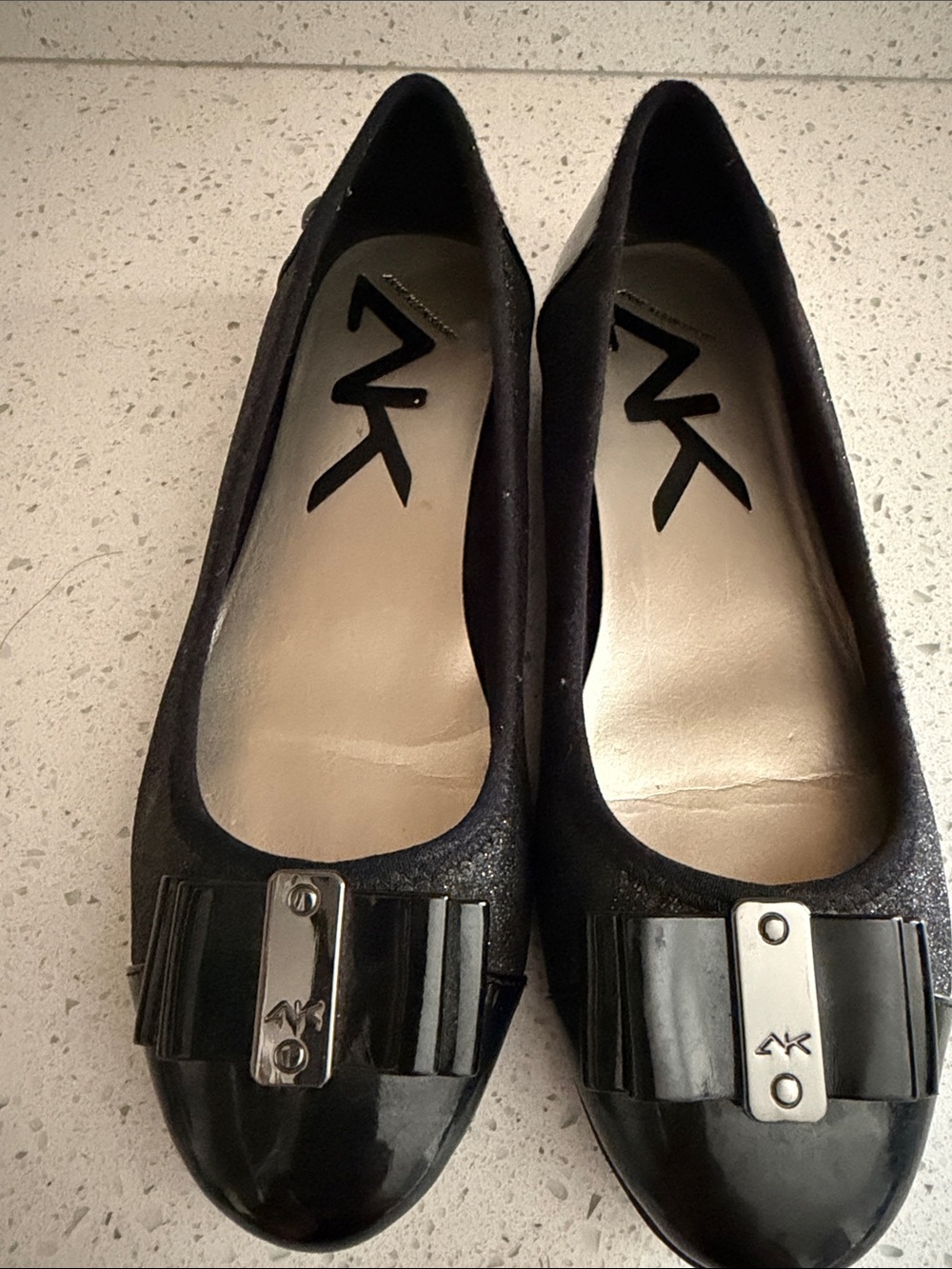 Anne Klein Sport Black Bow Detail Ballet Flats